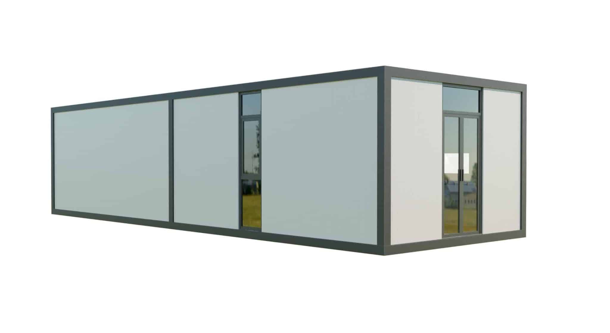 Nhà gấp gọn của Phước Thịnh Group thiết kế có khung dầm màu trắng và đen
