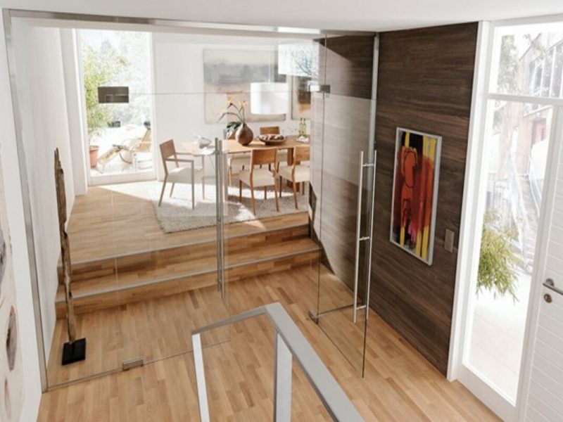 Mẫu cửa kính bản lề sàn đẹp