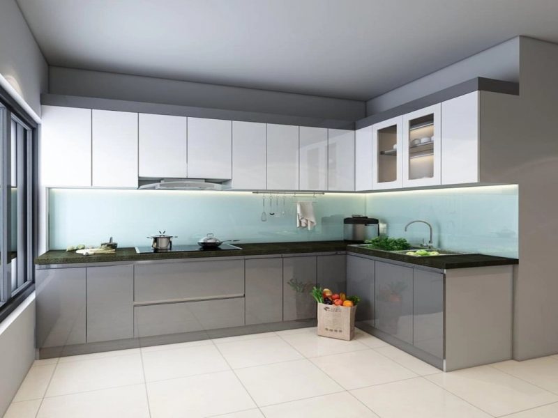 Mẫu tủ bếp nhôm hiện đại chống cong vênh, mối mọt