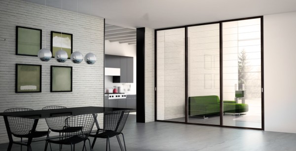 Mẫu cửa nhôm kính 3 cánh trượt hiện đại