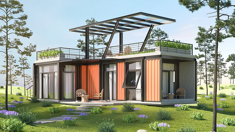 Mẫu nhà lắp ghép 400 triệu chữ L tận dụng đất hẹp