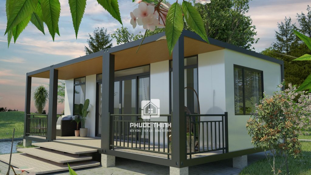 Mẫu nhà lắp ghép 400 triệu 1 tầng 2 phòng ngủ phù hợp gia đình trẻ