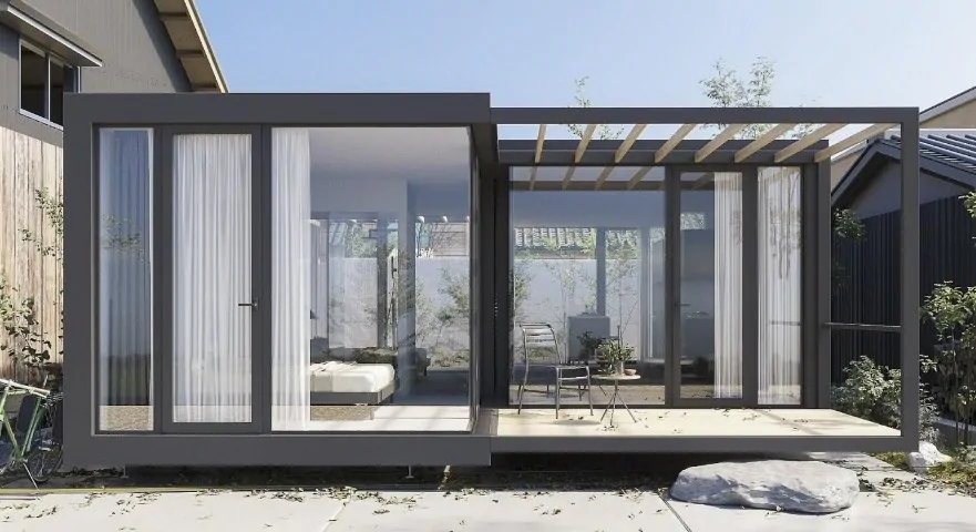 Nhà tiền chế 100m2 cấu tạo bằng khung thép mạ kẽm và tấm panel cách nhiệt