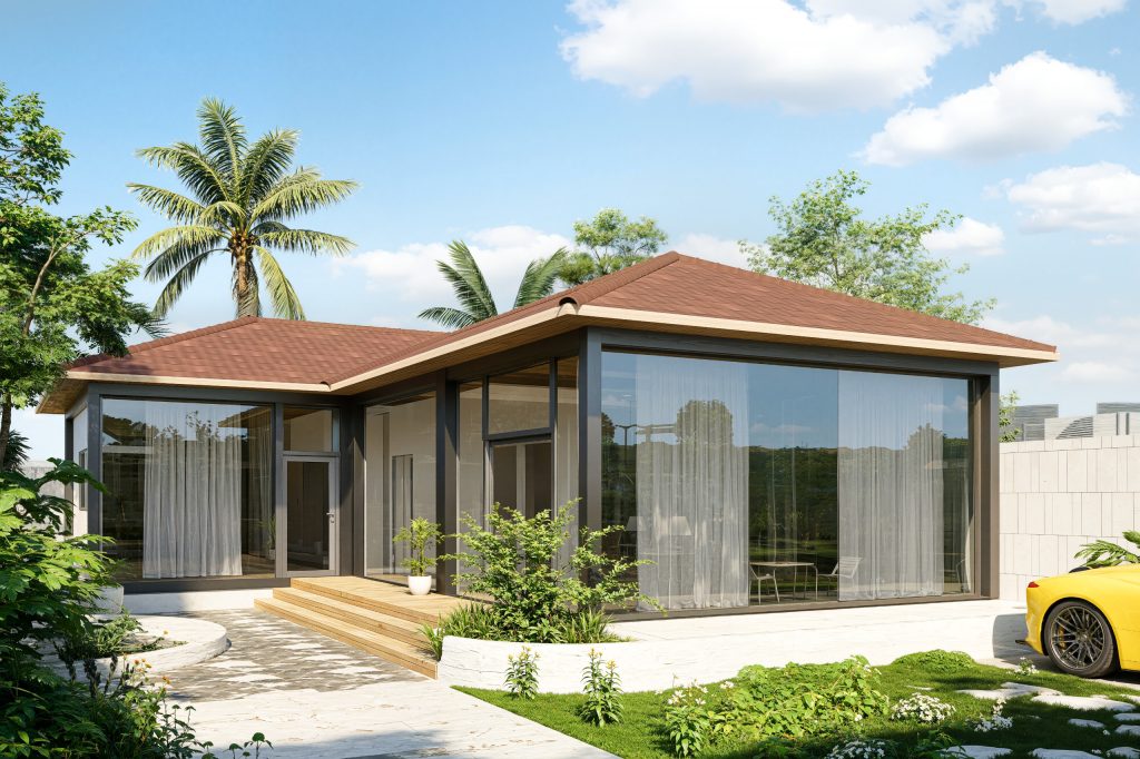 Mẫu nhà lắp ghép kiểu Nhật chữ L đẹp hiện đại