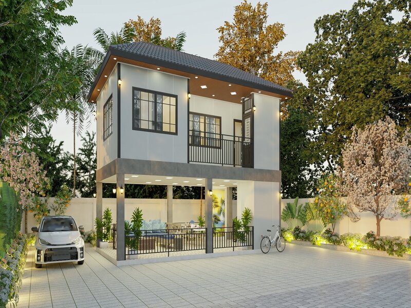 Nhà lắp ghép 2 tầng khung thép là phương án tiết kiệm chi phí xây dựng