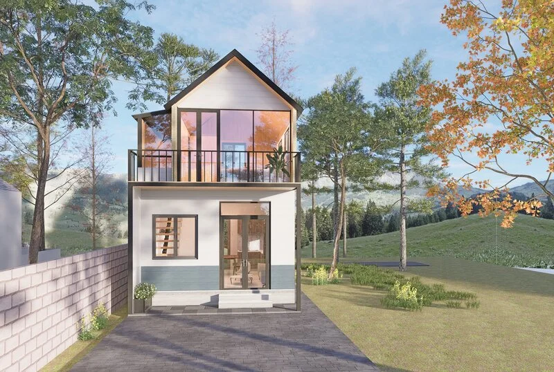 Mẫu nhà 2 tầng 300 triệu ở nông thôn với sân vườn thoáng rộng